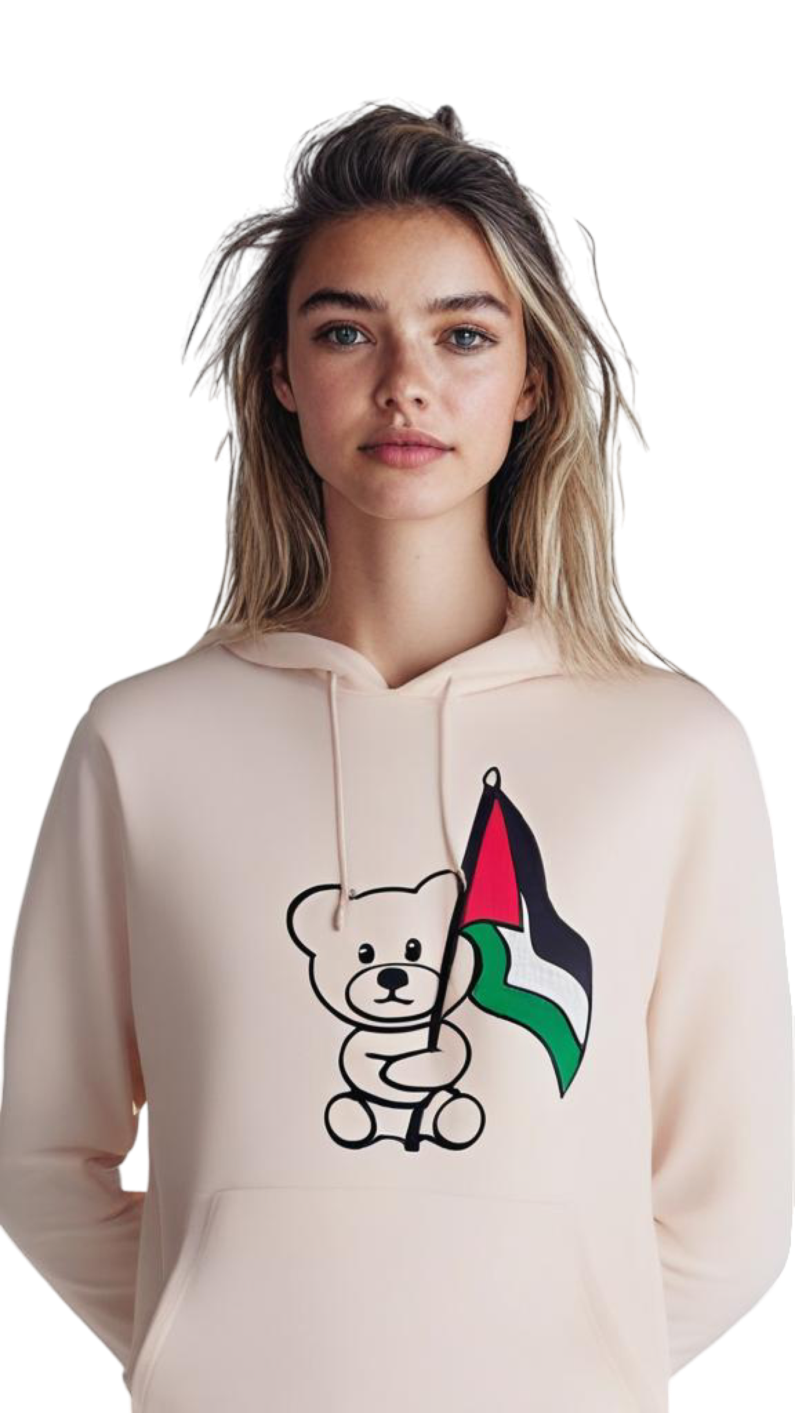 Embroidered "Teddy Bear with Palestine Flag" Hoodie (Palestine Hoodie) (Free Palestine Hoodie)