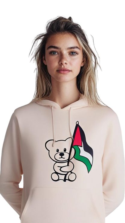 Embroidered "Teddy Bear with Palestine Flag" Hoodie (Palestine Hoodie) (Free Palestine Hoodie)